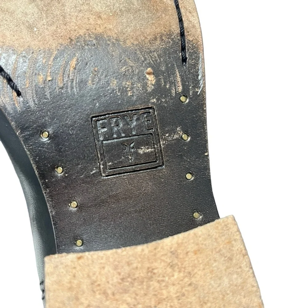 FRYE Melissa‎ Button Lug Equestrian-Inspired Tall Boots in Black Women's Size 6